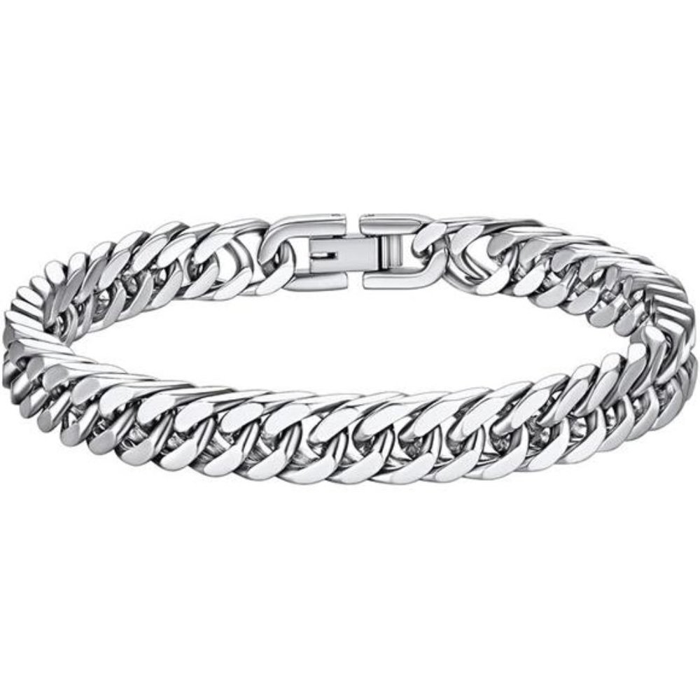 Stainless Steel Plated Link Chain Bracelet for Men 7.4/8.2/9 Inch Length Jewelry